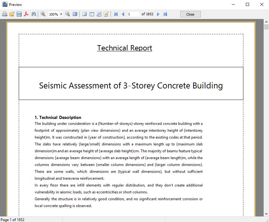 58 SeismoBuild User Manual CAD Drawing Technical Report Finally, you may export a variety of CAD drawing files of the