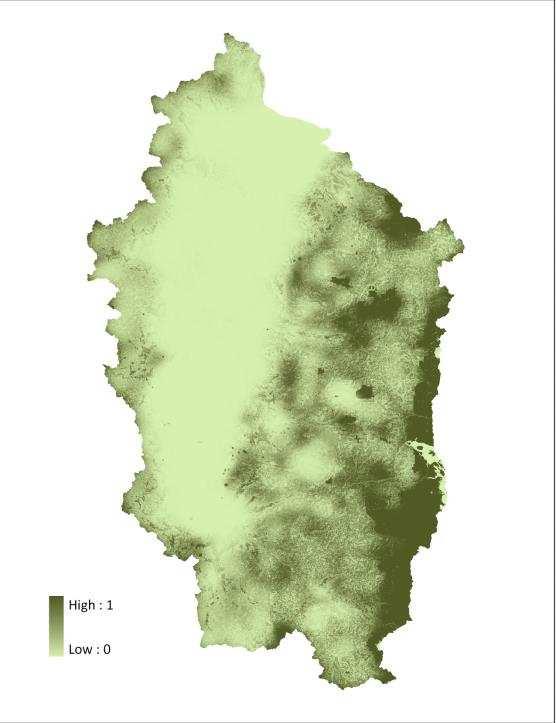 Model Outputs Habitat quality Habitat degradation relative to rest of landscape