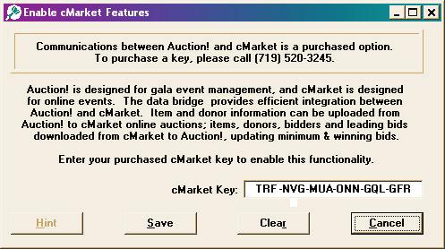 To view the current time frame, click cmarket, About cmarket Data Bridge. Enabling Auction-Link 1. Click Help, Enable cmarket. 2.