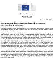 Single Market for Green Products Some considerations regarging PEF The commitment of EC with LCA to declare the environmental performance is an