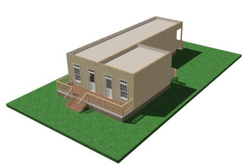 FEMA ALTERNATIVE HOUSING FUTURE MODULE ALTERNATIVES FLAT ROOF MODULE Box-like structures with preframed door openings facilitate future expansion/combination