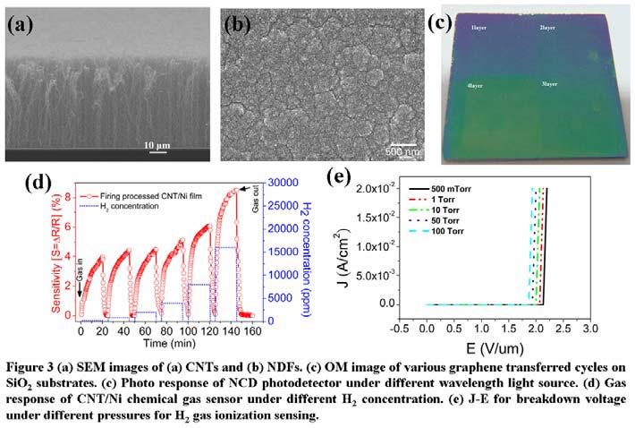 (3) Carbon-based optoelectronic and sensing devices: Carbon-based nanomaterials Carbon nanotubes (CNTs) Nanodiamond films (NDFs) Graphene