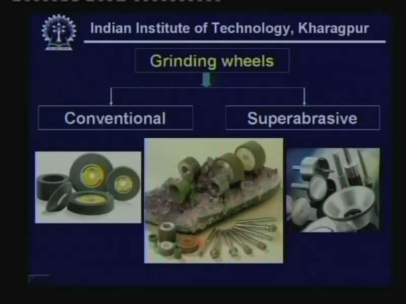 (Refer Slide Time: 02:50) Grinding wheels are basically either conventional or superabrasive type.