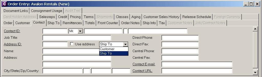 Ship To Contacts Create a customer or