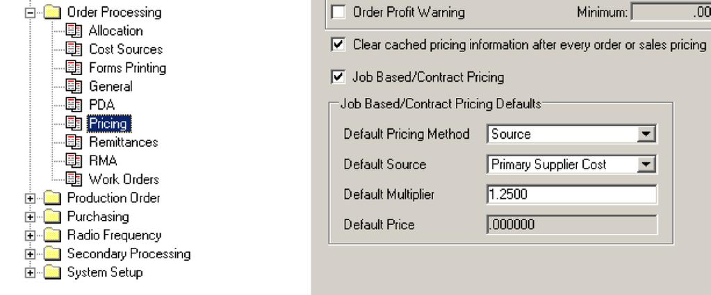 System Settings Renamed as Job Based/Contract Pricing and