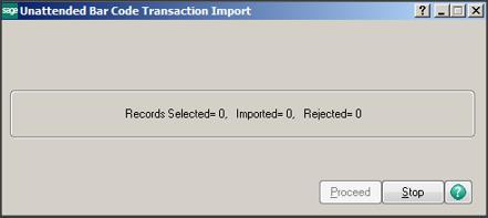 Sage Unattended Barcode Transaction Import: must be running for real time