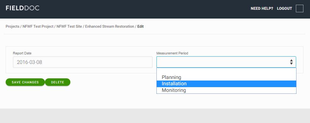 Planning Data Entry Enhanced Stream Restoration BMP Planned Condition Once you ve entered data on baseline site conditions for the Enhanced Stream Restoration BMP, click Add Measurement Data on the