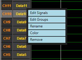 Signal Columns Only The left click on the Signal Columns Only option, removes all columns from the display other than the Edit