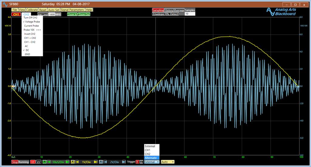 P a g e 39 Oscilloscope In the blackboard mode, all the features and controls of the oscilloscope are
