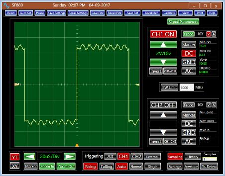 Sampling The screen is refreshed continuously. P a g e 44 Oscilloscope History The display maintains the signal every time it updates.