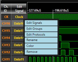 Edit Signals This option opens the Edit Signals panel. The editing procedures are as explained in the Edit Signals section, covered earlier.