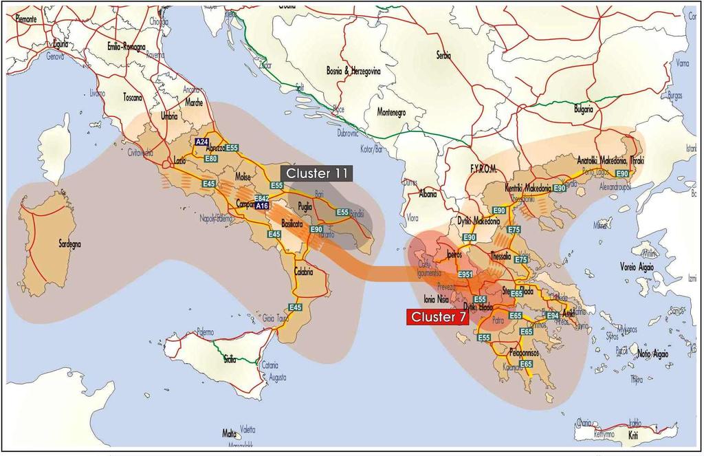 Figure 2-6 MoS potential corridor 1 (South Adriatic- Italian & Ionian Sea/ West
