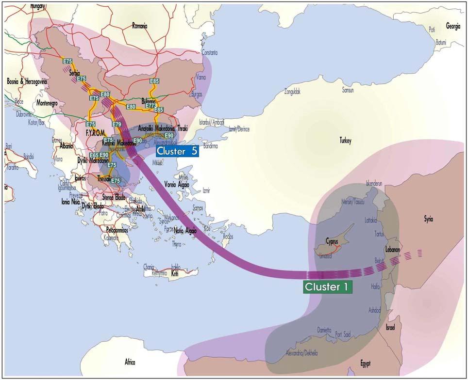 Figure 2-13 MoS potential corridor 2 (EMR-Middle East & North Aegean ports