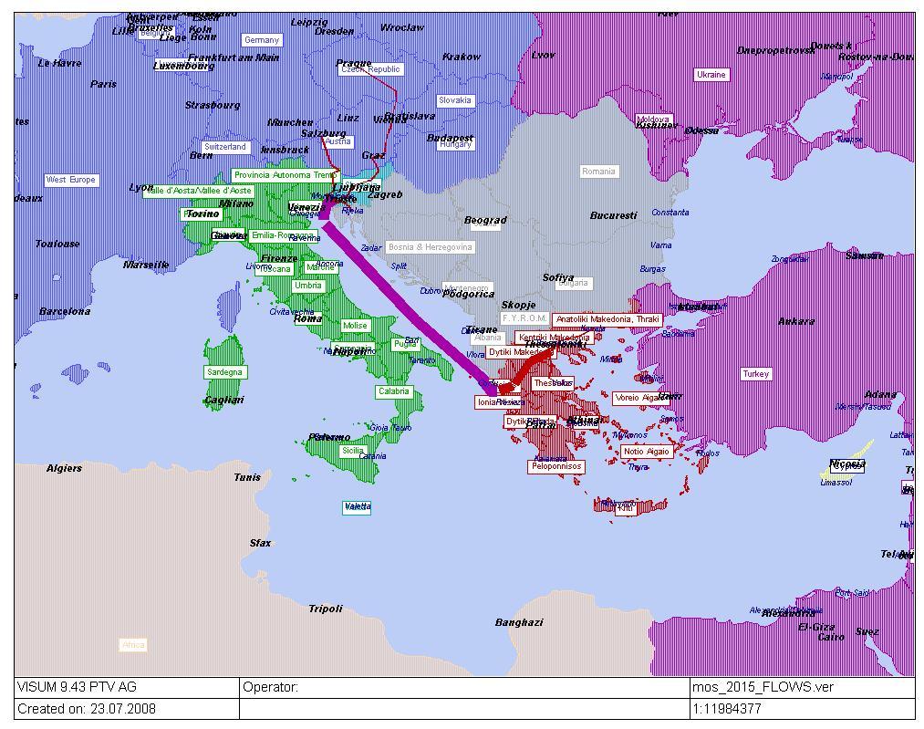 Figure 2-18 MoS flows in the indicative MoS link Igoumenitsa Koper (MoS potential corridor 3 (Ionian Sea/ West Greece & the eastern segment of the North Adriatic ports clusters) The above