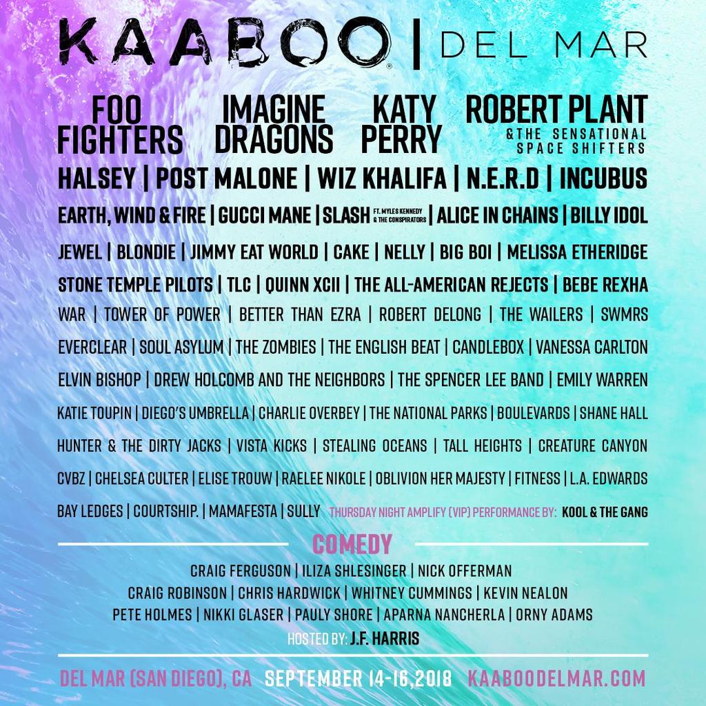 OVERVIEW KAABOO Del Mar September 14-16, 2018 is a 3-day live music, contemporary art, technology, comedy, and culinary experience targeting affluent adult audience demographics ages 25-65.