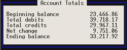 Basic Accounting Option 121 Viewing account activity Select Accounting / General Ledger / View / Accounts to view an account s current year s credit and