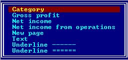 Basic Accounting Option 97 Profit and Loss Category Specify if the entry is a normal group or category. This displays as a blank under Type on the layout screen.