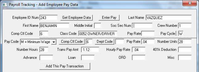 WEEKLY PAYROLL ROUTINE First enter all new employees and complete their basic payroll data. You cannot enter pay data for an employee not in the master file.