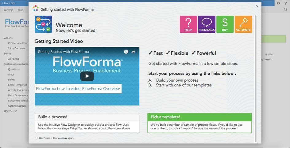 FlowForma note the author created a Team Sites site collection for the review.