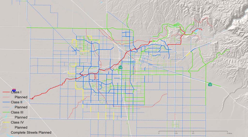 CHAPTER 4 SUSTAINABLE COMMUNITIES STRATEGY Figure 4-17: Proposed Metro Bakersfield Bicycle Facilities in the 2017
