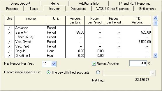 Part 2: Day-to-Day Business Adding Income Information for an Employee When adding or changing an employee, click the Income tab for the employee to enter their current pay.