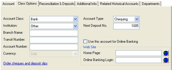Set Up Bank Accounts If you set up an account as a Bank account, you can store additional information that makes it easy to use online banking.