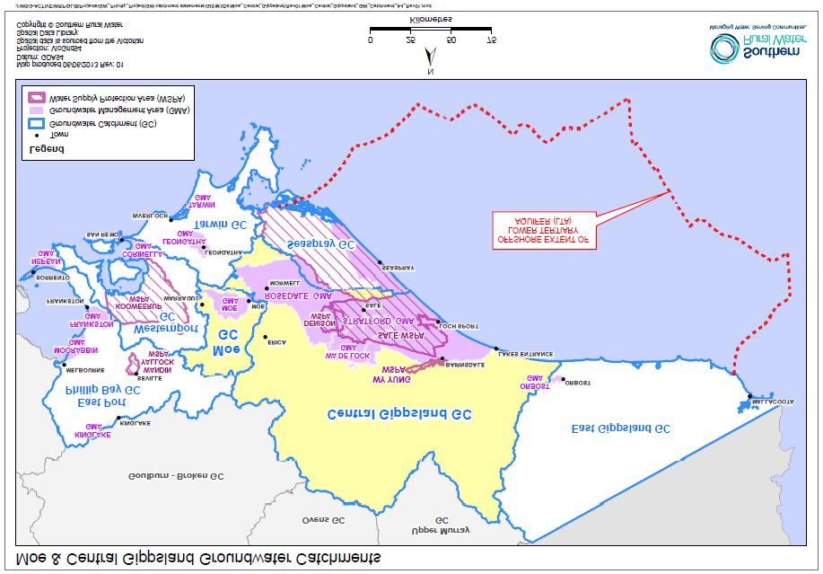Figure 1 - Central Gippsland and Moe groundwater catchments and