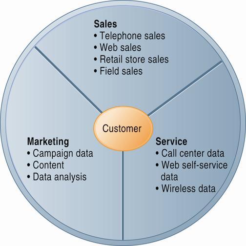 CRM Systems (con t) CRM systems examine customers from a multifaceted perspective.