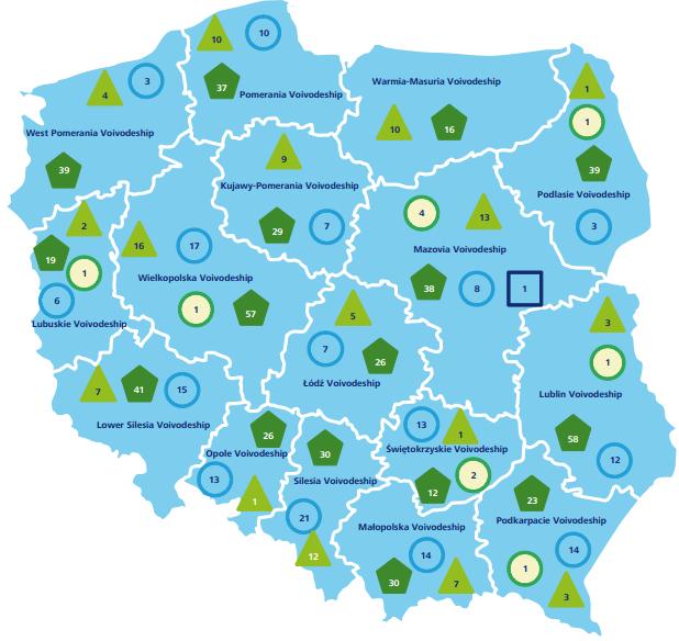 TYPES AND NUMBER OF MUNICIPAL WASTE TREATMENT INSTALLATIONS IN POLAND