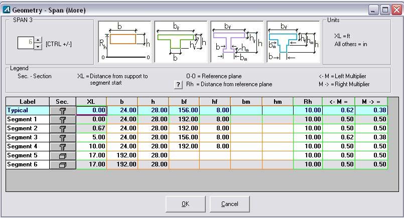 FIGURE 5.1-11 Enter the data for each segment of the third span as shown in the input screen below (Fig. 5.1-12).
