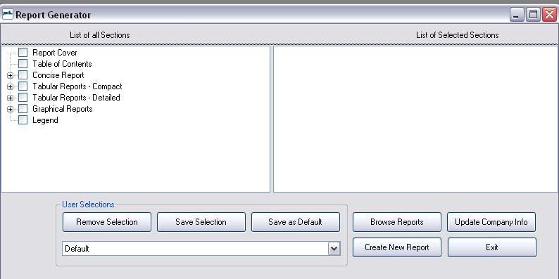 5.5 CREATE REPORTS PT 2010 includes a Report Generator allowing the user to create full tabular, graphical reports or to customize any report according to predetermined report sections.