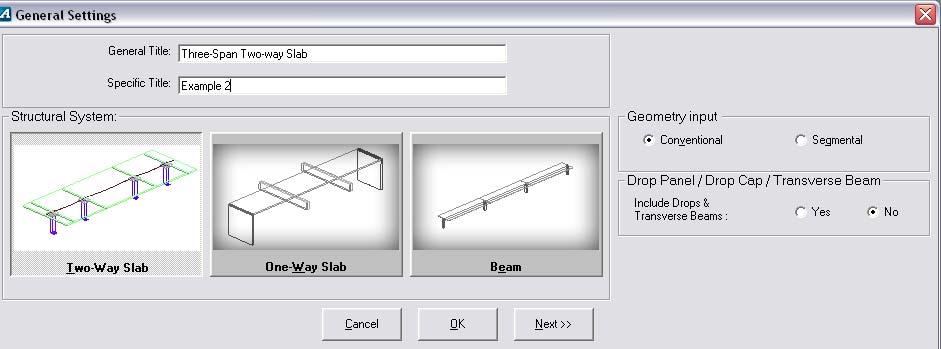3.1 GENERATE THE STRUCTURAL MODEL ADAPT-PT 2010 Getting Started Guide In the ADAPT-PT screen, click the Options menu and set the Default Code as ACI-08 and Default Units as American. 3.1.1 Edit the Project Information 3.