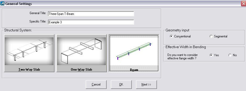 4.2 GENERATE THE STRUCTURAL MODEL In the ADAPT-PT 2010 screen, click the Options menu and set the default code as ACI318-08 and the default units as American. 4.2.1 Edit the project information 4.2.1.1 General Settings (Fig.
