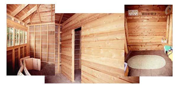 44 Interior Cedar Wallboards Dress up the interior of your garage with our wallboard package Cover up the studs and interior fittings to give your garage a beautiful cedar finish -- inside and out 45