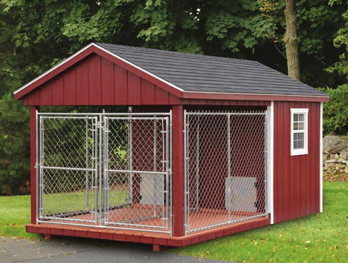 ELITE STANDARD FEATURES: Wide Trim Package Larger & Wider Overhangs Steeper Roof Pitch 18"x27" Windows R-7 Insulation 20" Plexi-Glass Dog Doors 5/8" Pressure Treated Plywood Floor 30 Year