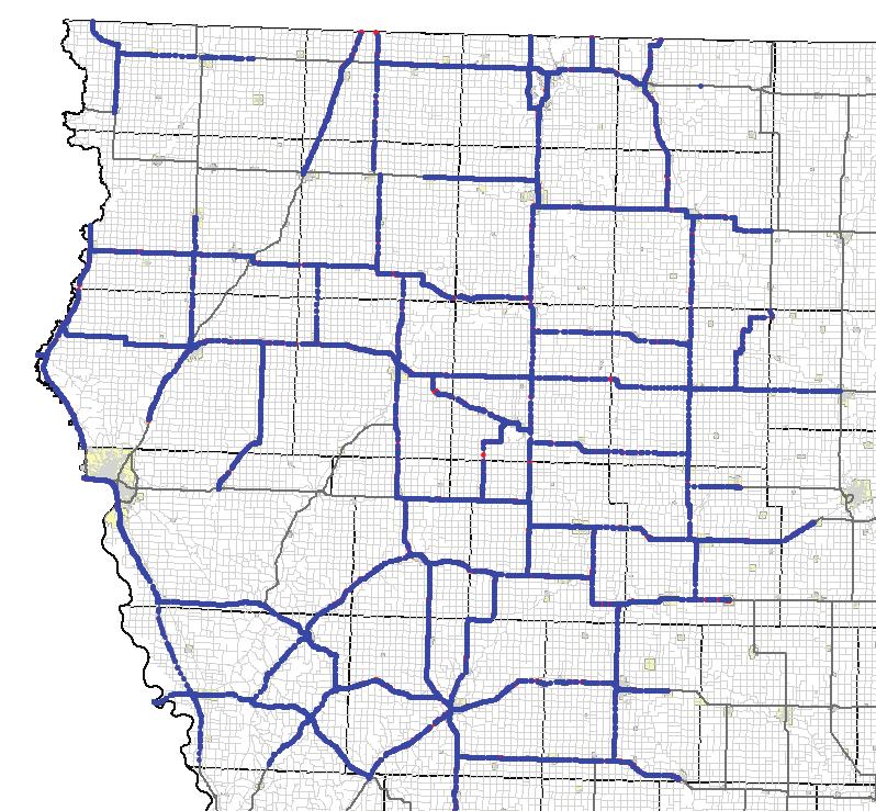 For example, Figure 9 presents all Iowa DOT District 3 signs that were mapped from their December 2003 inventory.