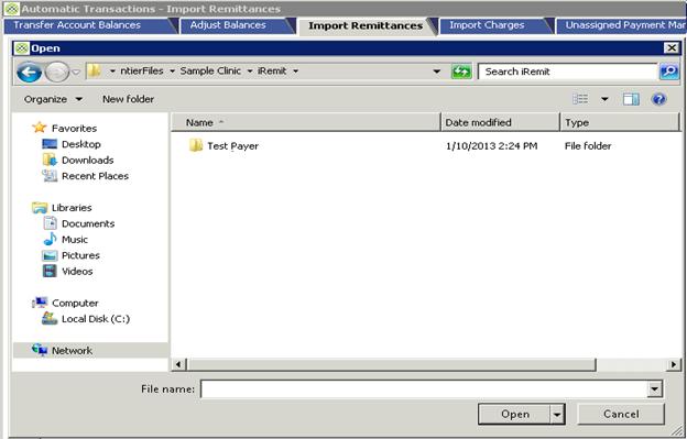 Retrieve Files in Payer folder Double-click Test Payer