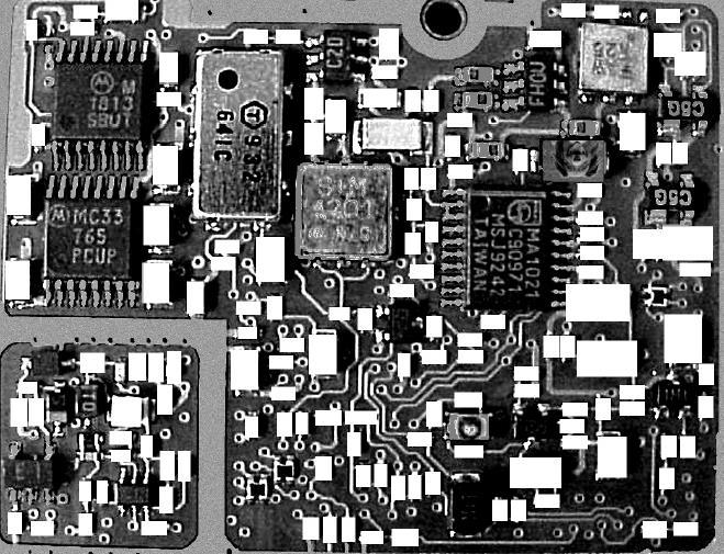 Passives in Nokia 6161 cell phone 10 Cell phone board (part of the board) showing the footprints of surface mount passive
