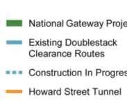 National Gateway overview Project overview: $842 million in investments 61 double stack clearance projects Construction or expansion of 6 intermodal