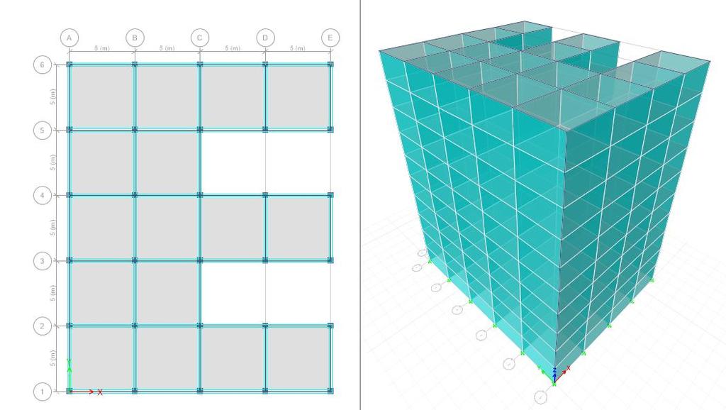 Fig.1. Building model without Fig.2.Building model With In the modelling of building with infill, materials are changed in each case.