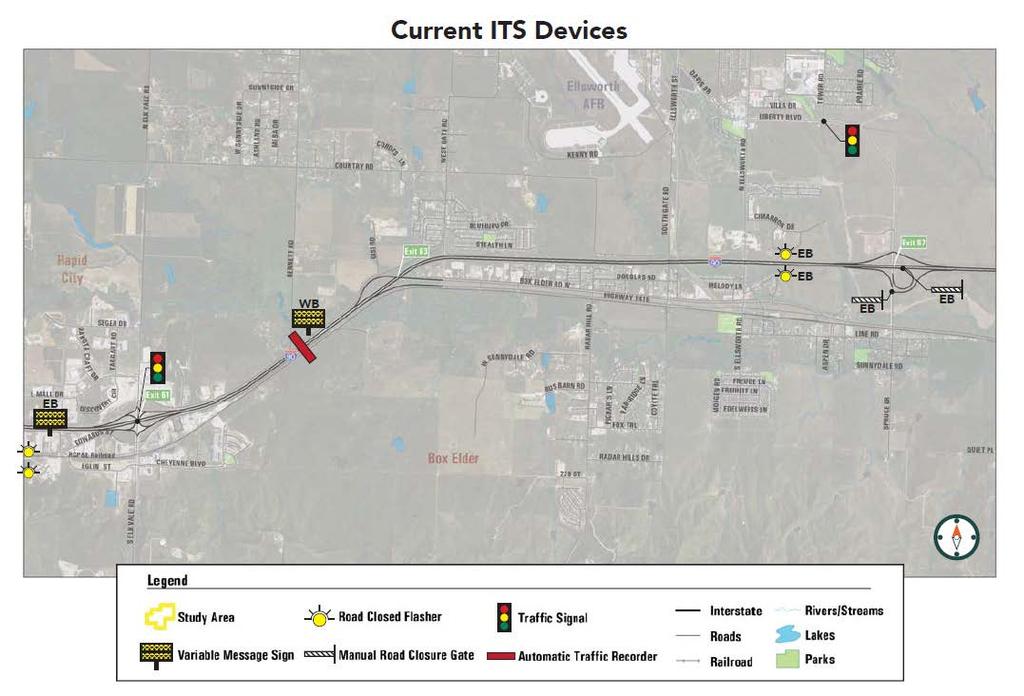 Figure 2-5. Current ITS Infrastructure 2.7.1 Dynamic Message Signs (DMS) Locations There is one DMS in the study area, with two additional installations immediately adjacent.