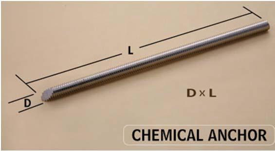 c) Bonded anchor bolt - chemical (not suitable for