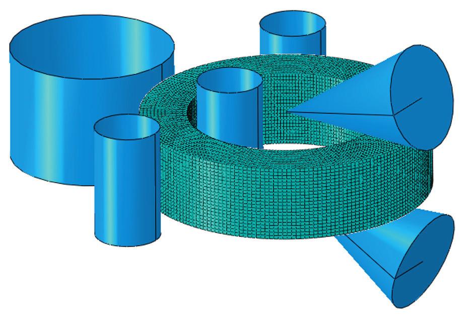 A coupled thermal-mechanical simulation with dynamic explicit solution is applied and the ring is correspondingly meshed with coupled thermal-mechanical element CD8T.
