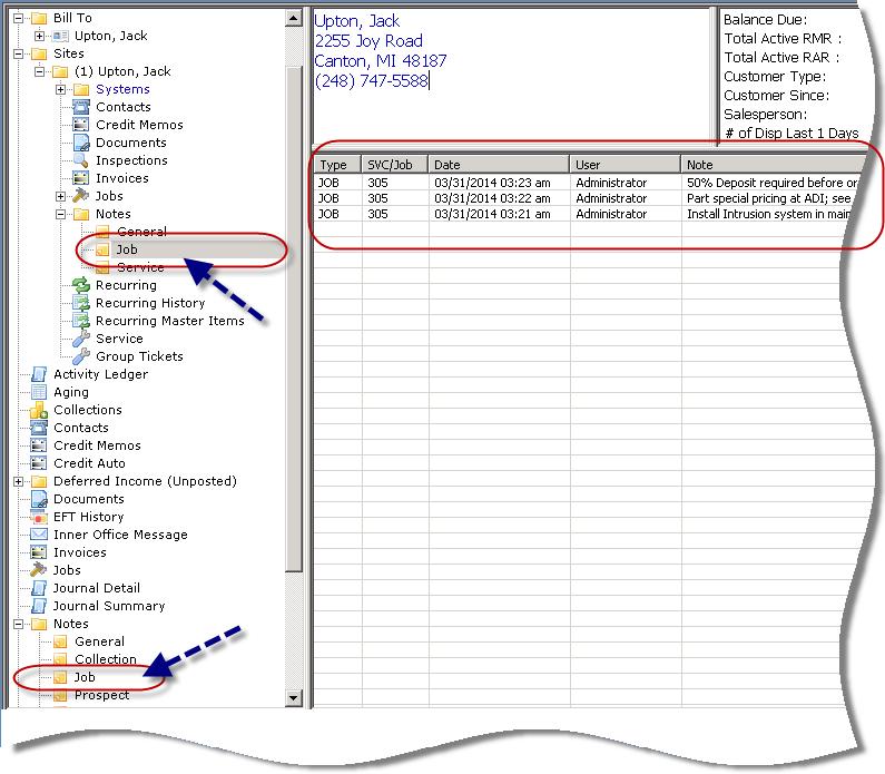 Client Management (continued) Job Notes A new notes folder, Job Notes, has been added to the Customer Tree within the Customer Explorer.