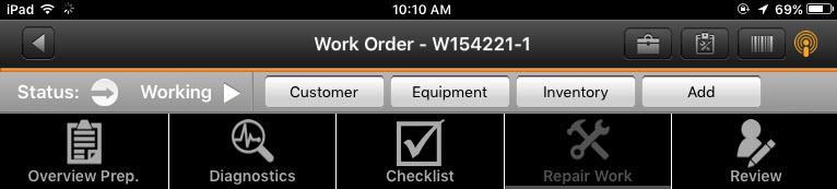 Tip! Be aware that having the customer sign the work order changes the work order status but does not stop the clocking entry.