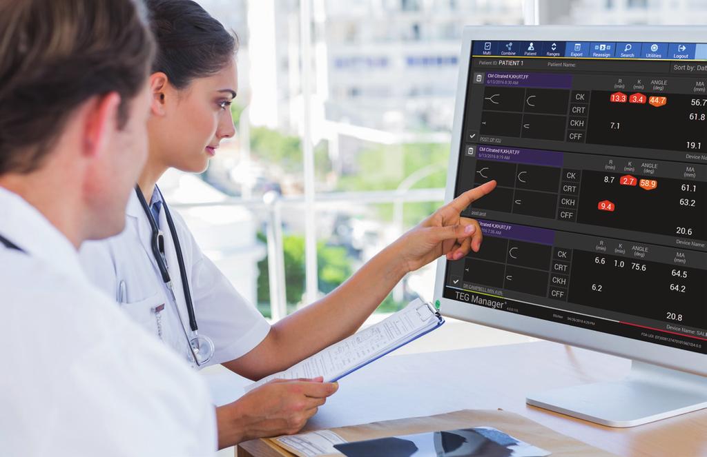 Software Solution TEG Manager was developed to help clinicians manage a patient s hemostasis by providing easy access to test information through a fully integrated software solution.