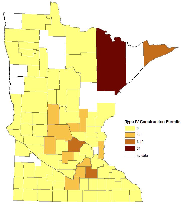 Seventy-seven counties reported they have issued operating permits (Figure 11). The number of operating permits issued by a county ranged between 2 and 1,705 permits.