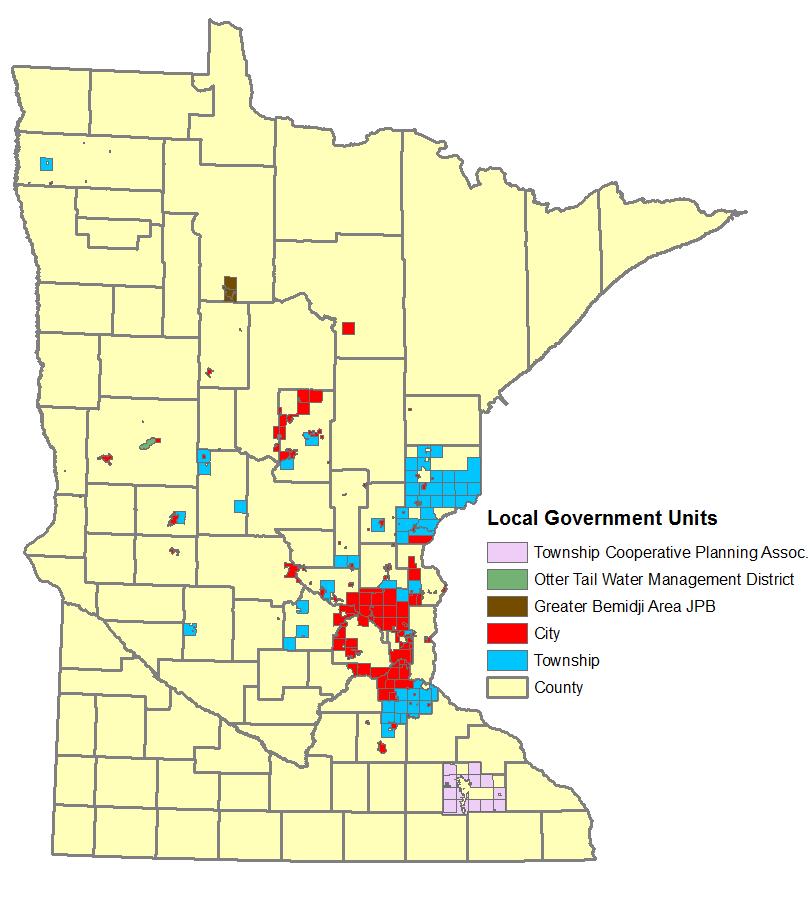 Figure 1. Map showing the locations of county, city, township and other known local SSTS programs in 2013.