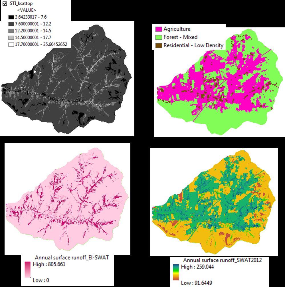 Performance of SWAT-Hillslope on flow simulation Spatial distribution of annual surface runoff SWAT-Hillslope SWAT2012 SWAT-Hillslope Distribution of surface runoff follows