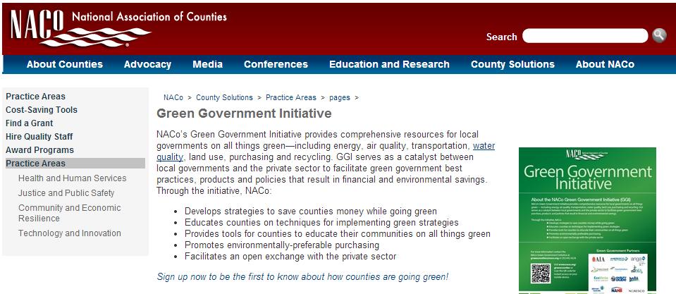 NACo s Green Government Initiative For more